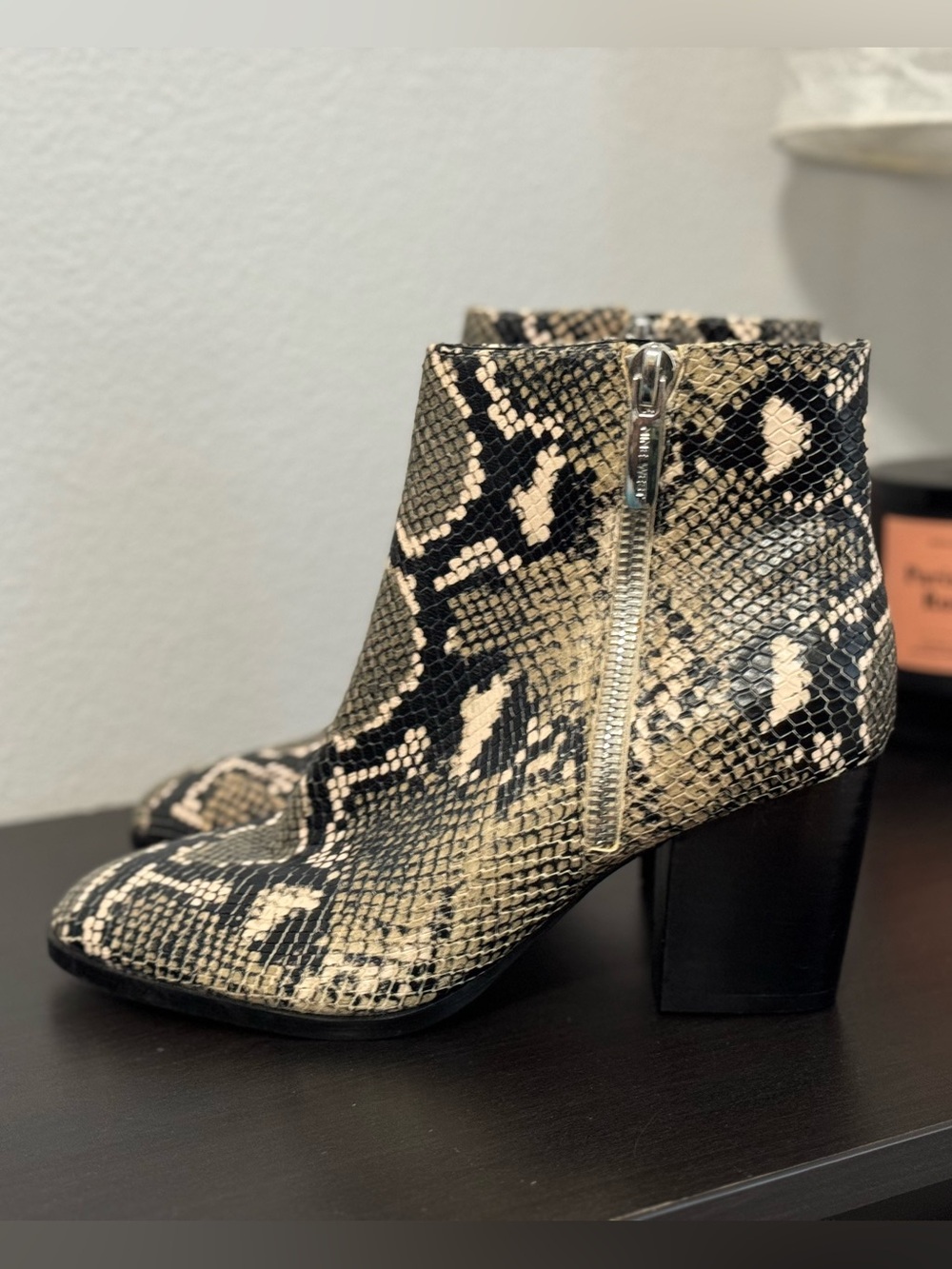Nine West Niomi Snakeskin Ankle Booties